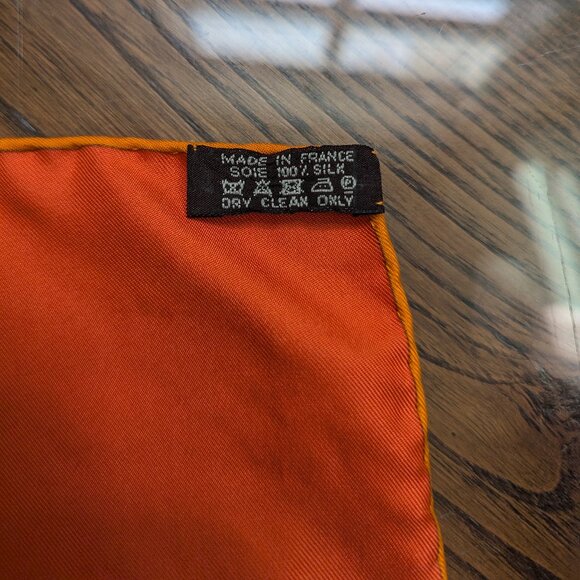 HERMES Springs Ledoux Orange White Red 90 cm Silk Square Scarf Rare Very Good - Picture 12 of 16
